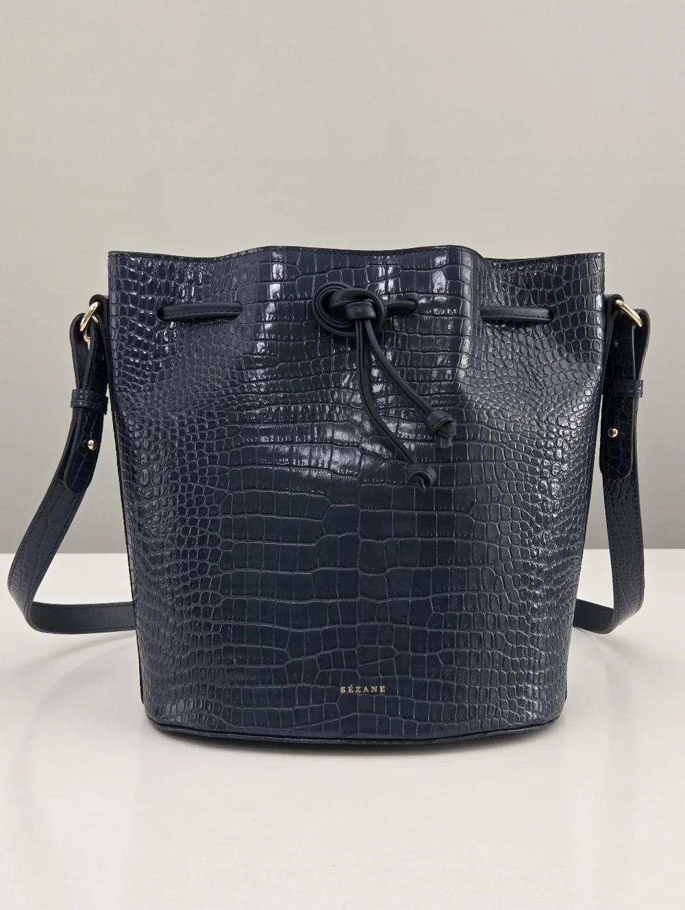 NWT SEZANE FARROW BAG - DENIM CROCO - Picture 3 of 9